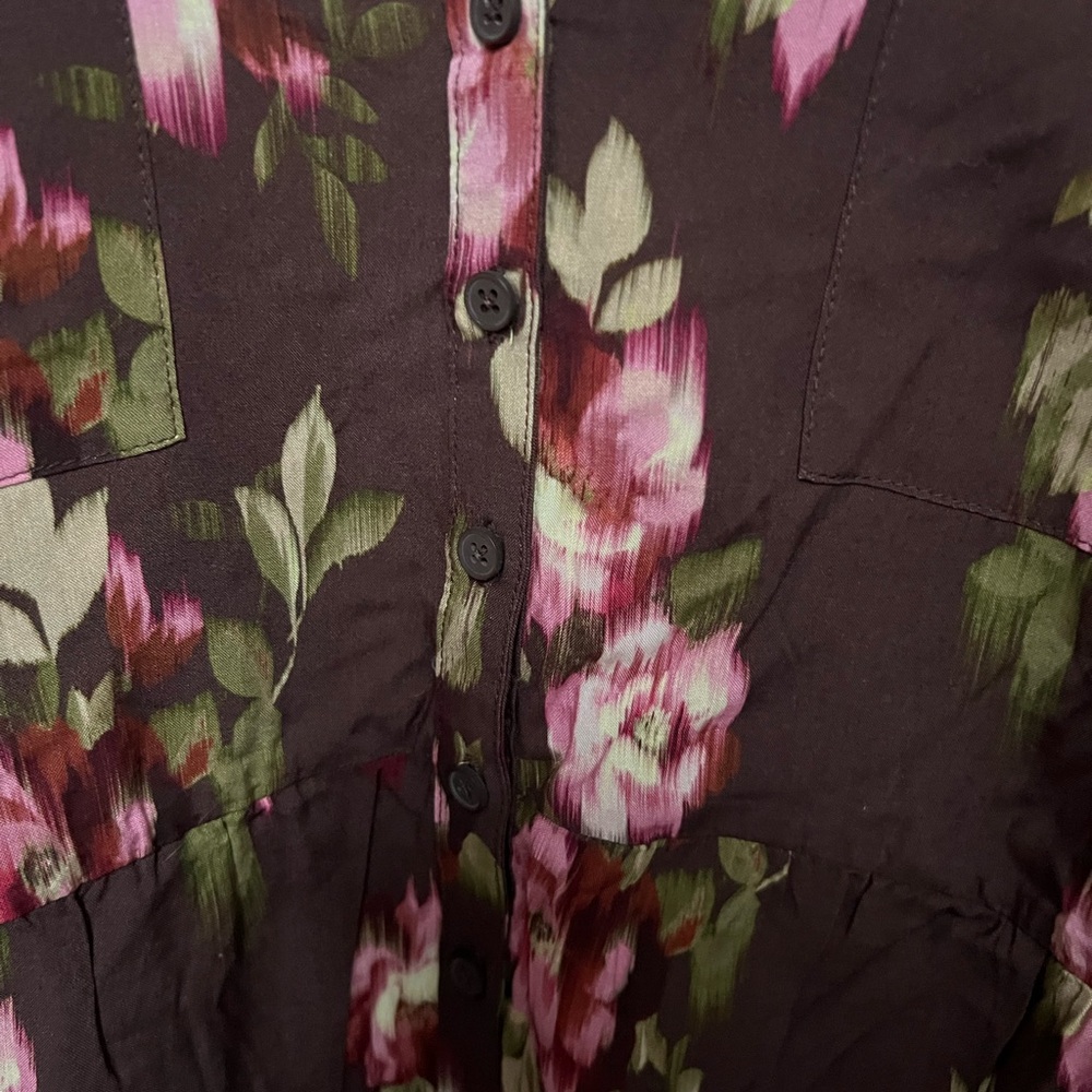 Torrid Plum Floral Button-Front Emma Floral Tunic Top - Picture 4 of 7